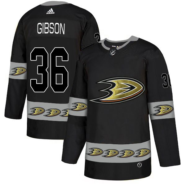 Men Anaheim Ducks #36 Gibson Black Adidas Fashion NHL Jersey